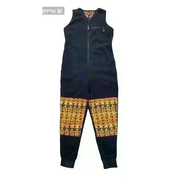 Patagonia limited edition synchilla vision quest  jumpsuit overalls navy Aztec - Picture 2 of 11